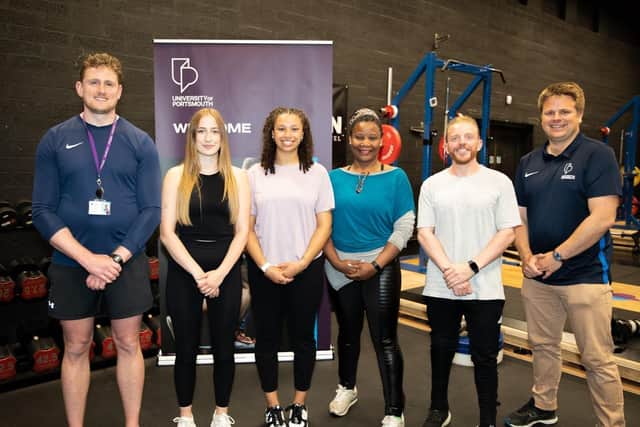 From left - Robert Rowland, Tara-May Morse, Mackenzie Steele, Roni Edwards, Alistar Raddon, Dr Thierry Middleton. © Karen Bornhoft/University of Portsmouth