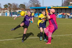 Gosport Borough (yellow) v Gosport Falcons. Picture: Mike Cooter