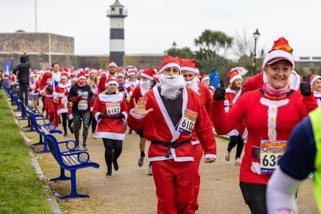 Thumbs up for the Santa Fun Run at Southsea Castle.