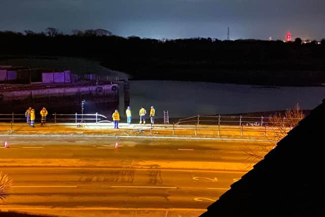 The barrier between the A32 and Fareham Creek after a car drove into the water