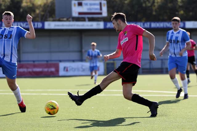 Harry Gregory hit a hat-trick for AFC Trades in their 5-4 win against Sheperd's Crook. Picture: Chris Moorhouse