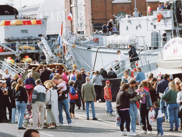 Portsmouth Navy Days visitors flocked in their thousands to see the ships, berthed like these around No 2 Basin in Victoria Road at the Naval Base in 1992.
Picture: (2309-6)
