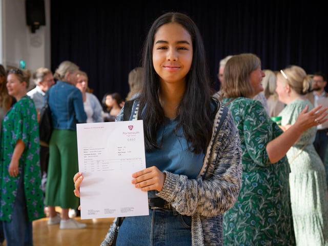 Pictured: Sofia Syed 18 got three A*s in Biology, Maths and her EPQ extended project, and an A in Chemistry.