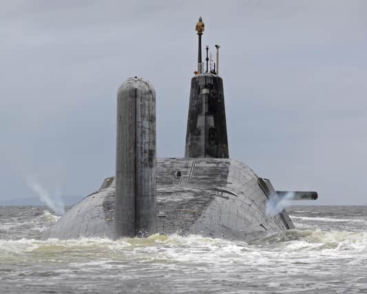 The sailor had been training on HMS Vanguard before raising his concerns about nuclear weapons. Pictured is HMS Vanguard as it 'vents off' as she leaves HMNB Clyde (Faslane).
