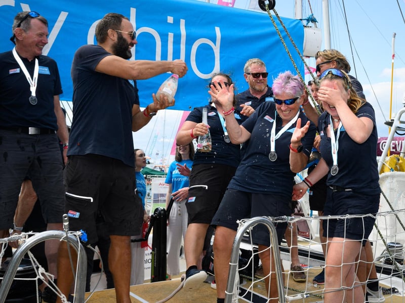 Crew members celebrate their return to Portsmouth.Picture: Keith Woodland (270721-64)