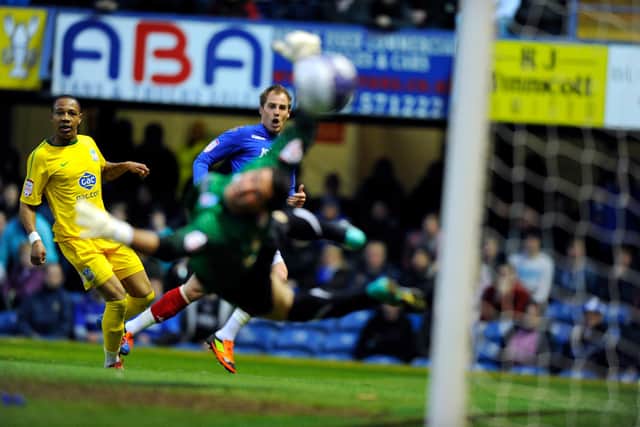 Luke Varney comes close to scoring against Crystal Palace. Picture: Allan Hutchings