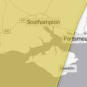 A yellow weather warning is in place over Fareham, with strong winds and periods of rain impacting Portsmouth and the surrounding area. Picture: Met Office.