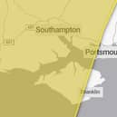 A yellow weather warning is in place over Fareham, with strong winds and periods of rain impacting Portsmouth and the surrounding area. Picture: Met Office.