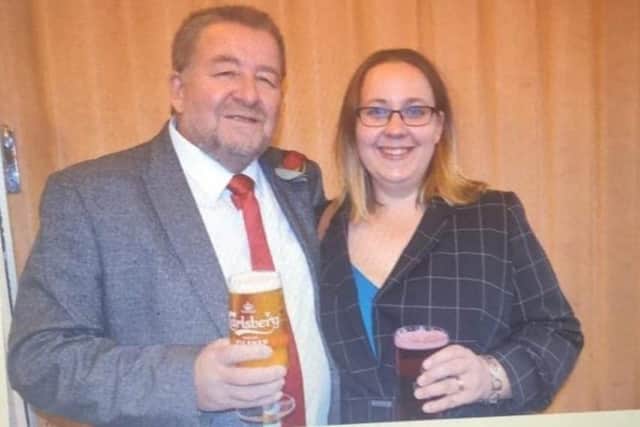 Tina Burrell with her dad Allan Harper.