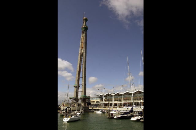 22nd July 2003. The Spinnaker Tower viewed from Gunwharf Quays flats development. Picture: Paul Jacobs 033657-5