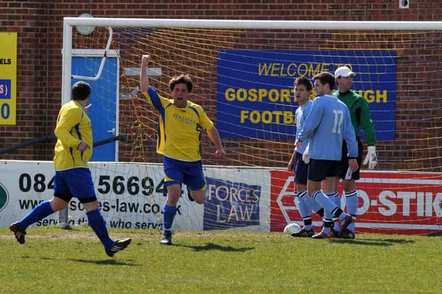 Action from a Gosport War Memorial Cup Final at Privett Park between CJ Glass (sky blue) and Funtley Social Football Club. The tournament could yet be played to a conclusion once lockdown restrictions are lifted. Picture: Steve Reid