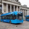 The new electric buses being shown in Guildhall Square. Picture: Mike Cooter (110324)