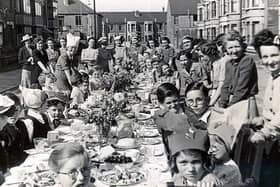 The VJ Day street party in Romsey Avenue, Copnor, Portsmouth, in August 1945.