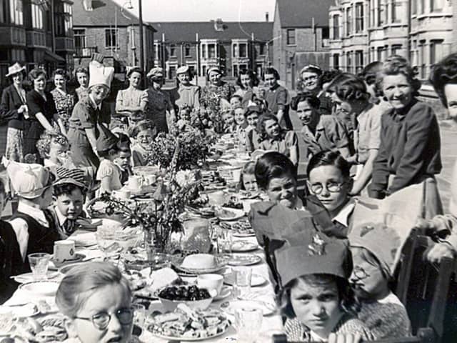 The VJ Day street party in Romsey Avenue, Copnor, Portsmouth, in August 1945.