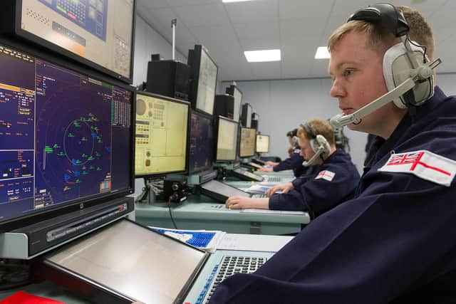 ABWS Mathew North at his console during a simulated missile attack in the Collingwood trainer. Photos: Royal Navy