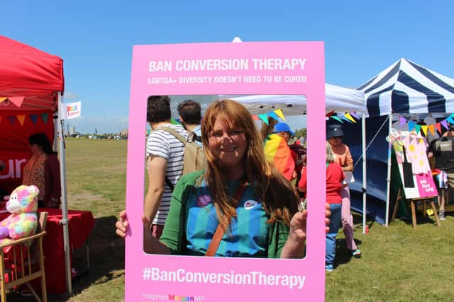 Paula Ann Savage at Stephen Morgan MP's stall. Picture: Emily Turner