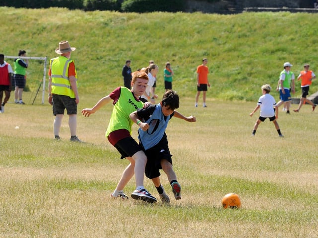 Year 8s playing football (150623-8492)