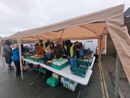 The Mobile Foodbank in action.