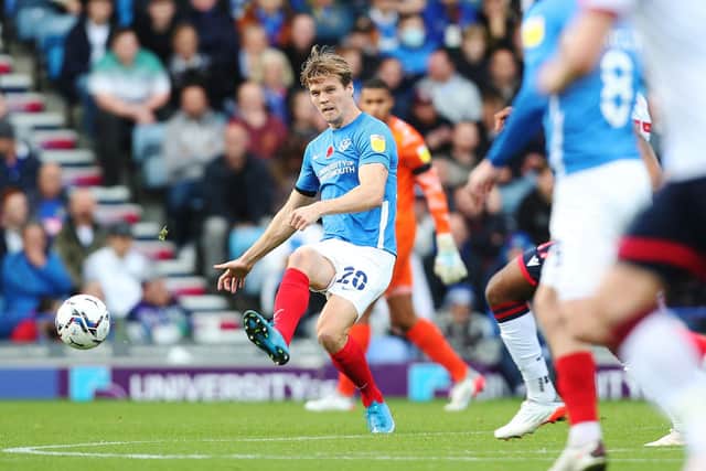 Sean Raggett was Pompey's man of the match against Bolton according to Wayne Harris, from Fareham. Picture: Joe Pepler