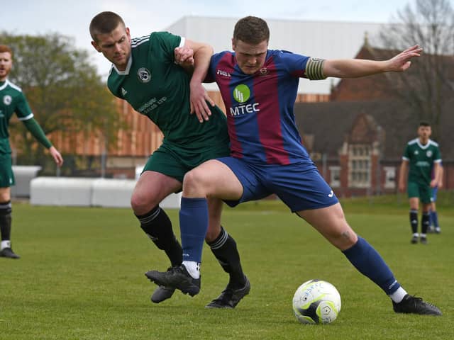 Goalscorer Cameron Quirke in action for US Portsmouth against Brockenhurst. Picture: Neil Marshall