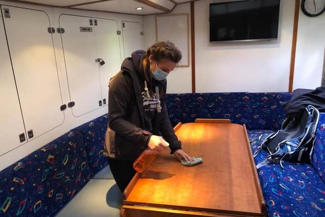 Crew members will carry out a thorough disinfecting cleaning process during voyages.
