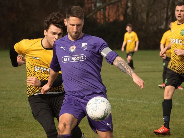 Action from AFC Tamworth's 7-2 victory over Gosham Rangers in Division Two of the City of Portsmouth Sunday League. Picture: Keith Woodland (120321-227)