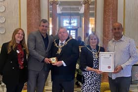 Hundreds of meals were given to the most vulnerable in Portsmouth every week during the first Covid-19 lockdown. The Queens Hotel has received the freedom of the city honour. Pictured is Nicole Morris, head of sales, marketing and events, Paul Playford, general manager of the Royal Beach Hotel, Lord Mayor of Portsmouth, Frank Jonas,  Lady Mayoress, Joy Maddox, managing director of The Queens Hotel, Farid Yeganeh.