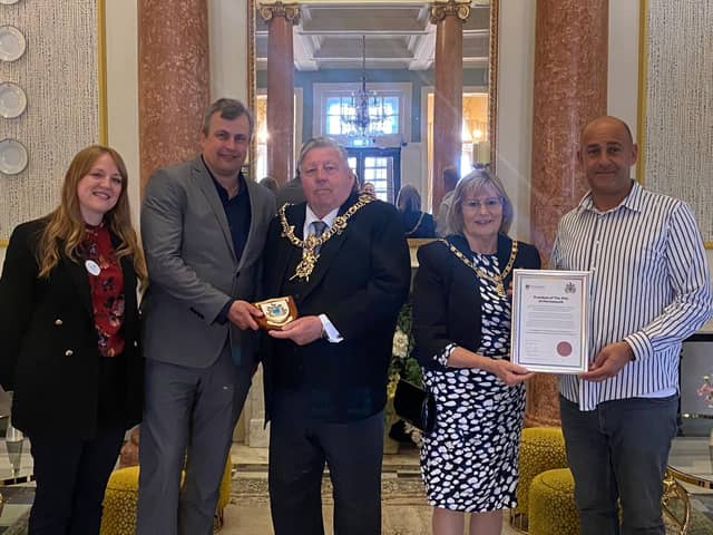 Hundreds of meals were given to the most vulnerable in Portsmouth every week during the first Covid-19 lockdown. The Queens Hotel has received the freedom of the city honour. Pictured is Nicole Morris, head of sales, marketing and events, Paul Playford, general manager of the Royal Beach Hotel, Lord Mayor of Portsmouth, Frank Jonas,  Lady Mayoress, Joy Maddox, managing director of The Queens Hotel, Farid Yeganeh.