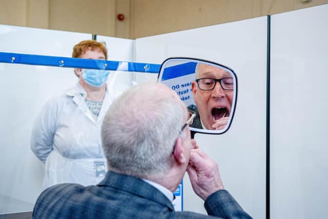 Swanmore College's:  headteacher,  Kyle Jonathon performing a self test at the college hall.    Picture: Habibur Rahman