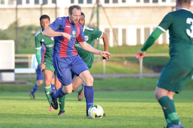 Andy Todd on the ball during US Portsmouth's FA Vase win against Brockenhurst. Picture by Martyn White.