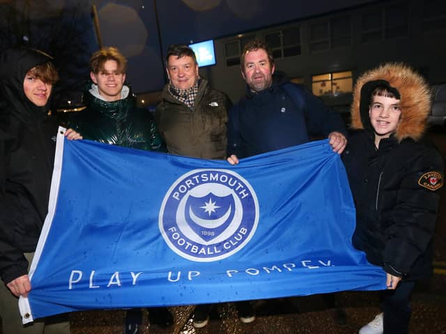 Pompey fans depart from Fratton Park for the Tottenham Hotspur Stadium, ahead of Portsmouth's FA Cup third round tie with Spurs
Picture: Chris Moorhouse (jpns 070123-85)