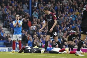 The agony is clear on the face of Owen Dale as Pompey yet again fail to breach Shrewsbury's well-drilled defence. Picture: Jason Brown/ProSportsImages