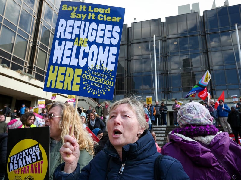 Around 300 protestors are believed to have attended the Unity Rally. Picture: Chris Moorhouse (150325-087)