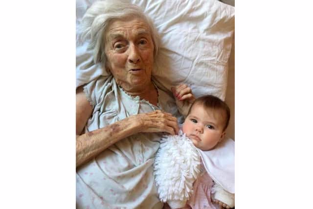 Joyce with her great-great-grandaughter, Ava.