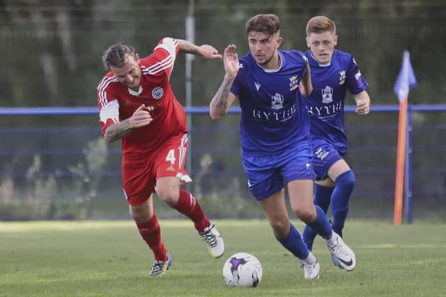 Captain James Cowan struck a long-range goal for Baffins in the win at Blackfield. Picture: Simon Hill Photography