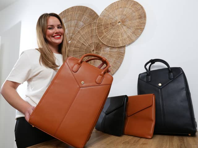 Charlotte Carter, founder of Carter Bags, with some of her collection. Picture: Chris Moorhouse (jpns 071221-25)