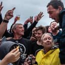 Shed Seven lead singer Rick Witter involves the crowds