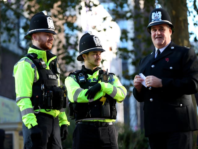 Police. Armistice Day Service, World War I Cenotaph, Guildhall Square, PortsmouthPicture: Chris Moorhouse (jpns 111123-39)