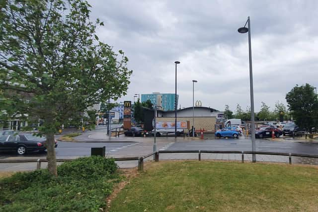 Vehicles queuing at the McDonald's in Fratton. Picture: Habibur Rahman