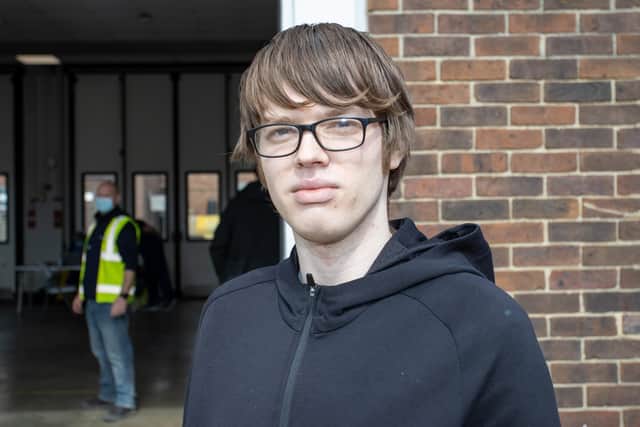 Kai Smart, 24 from Farlington received his booster jab on Thursday afternoon from Cosham Fire Station during their drop in session from 12 noon to 6pm. Photos by Alex Shute.
Pictured - Kai Smart