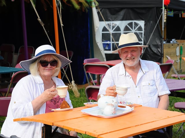 Wickham Festival 2024 got underway at their new arena site in Shedfield on Thursday, August 1.
Pictured is: Sue and Stephen Bradbury from Swanmore.
Picture: Sarah Standing (010824-2918)