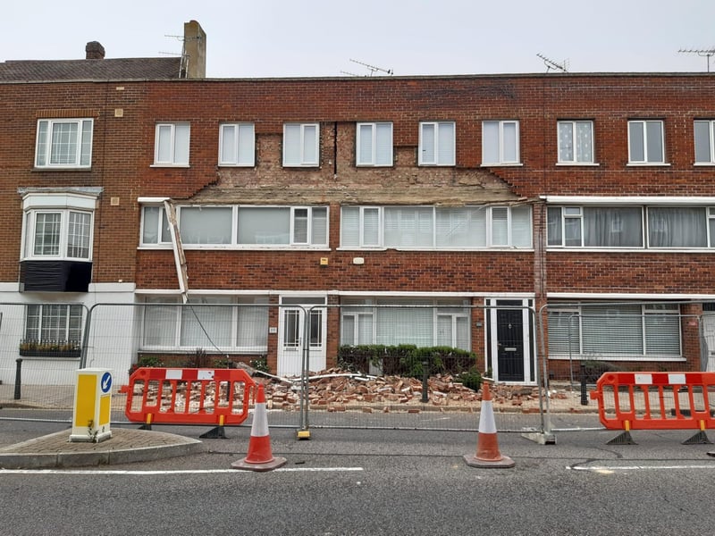The damaged building in High Street, Southsea.