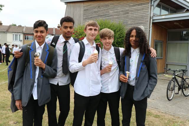 Year 11 boys enjoying ice cream. 