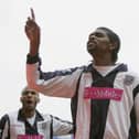 Kanu celebrates scoring for West Brom prior to his move to Pompey   Picture: Clive Rose/Getty Images