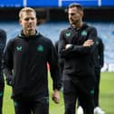 Newcastle's former Pompey talent Matt Ritchie (centre) before Allan McGregor's Testimonial match between Rangers and Newcastle United at Ibrox Stadium, on July 18, 2023, in Glasgow, Scotland. (Photo by Alan Harvey / SNS Group).