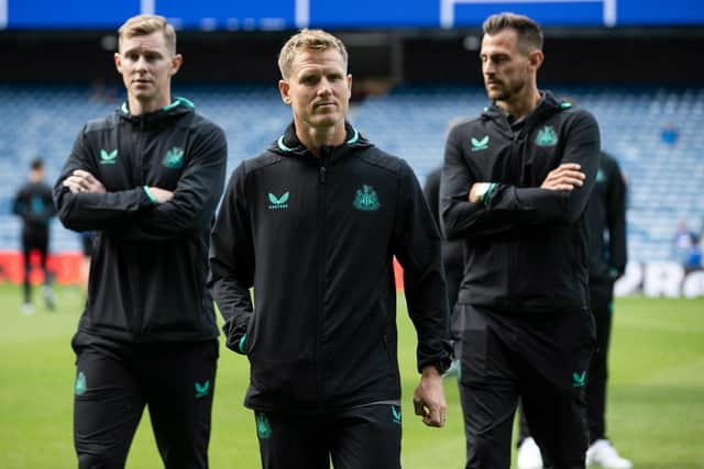 Newcastle's former Pompey talent Matt Ritchie (centre) before Allan McGregor's Testimonial match between Rangers and Newcastle United at Ibrox Stadium, on July 18, 2023, in Glasgow, Scotland. (Photo by Alan Harvey / SNS Group).