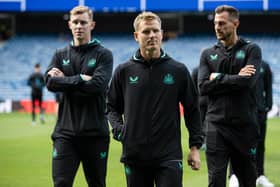 Newcastle's former Pompey talent Matt Ritchie (centre) before Allan McGregor's Testimonial match between Rangers and Newcastle United at Ibrox Stadium, on July 18, 2023, in Glasgow, Scotland. (Photo by Alan Harvey / SNS Group).