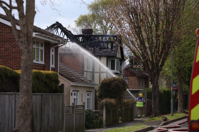 Emergency services at the scene of a 'large' house fire in Sea View Road, Drayton. Picture: Habibur Rahman
