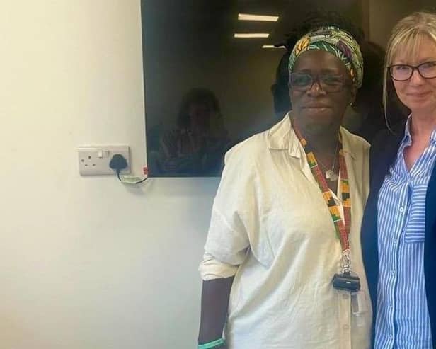 Nathalie Pearson and Rosamund Adoo-Kissi-Debrah CBE at an allergy conference