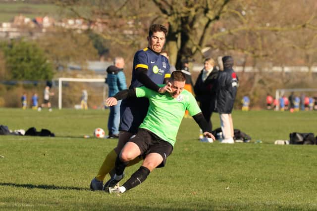 Purbrook (dark blue) v Freehouse. Picture: Kevin Shipp